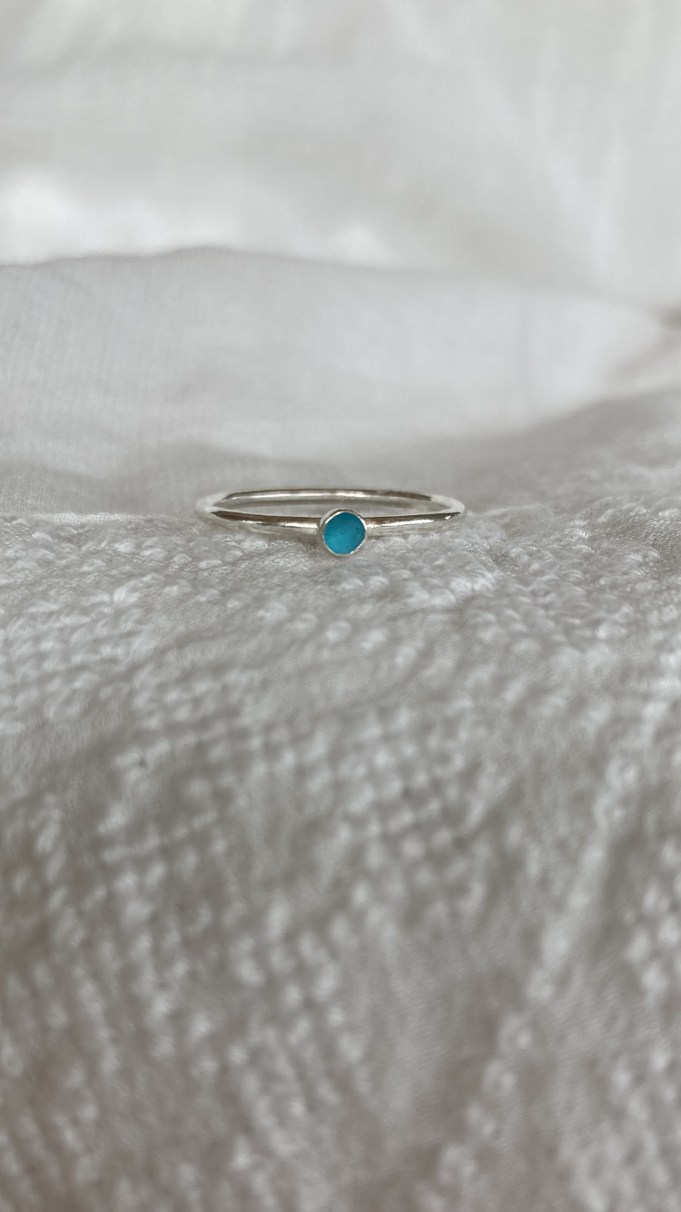 Sea Glass Dot Ring - Made to order