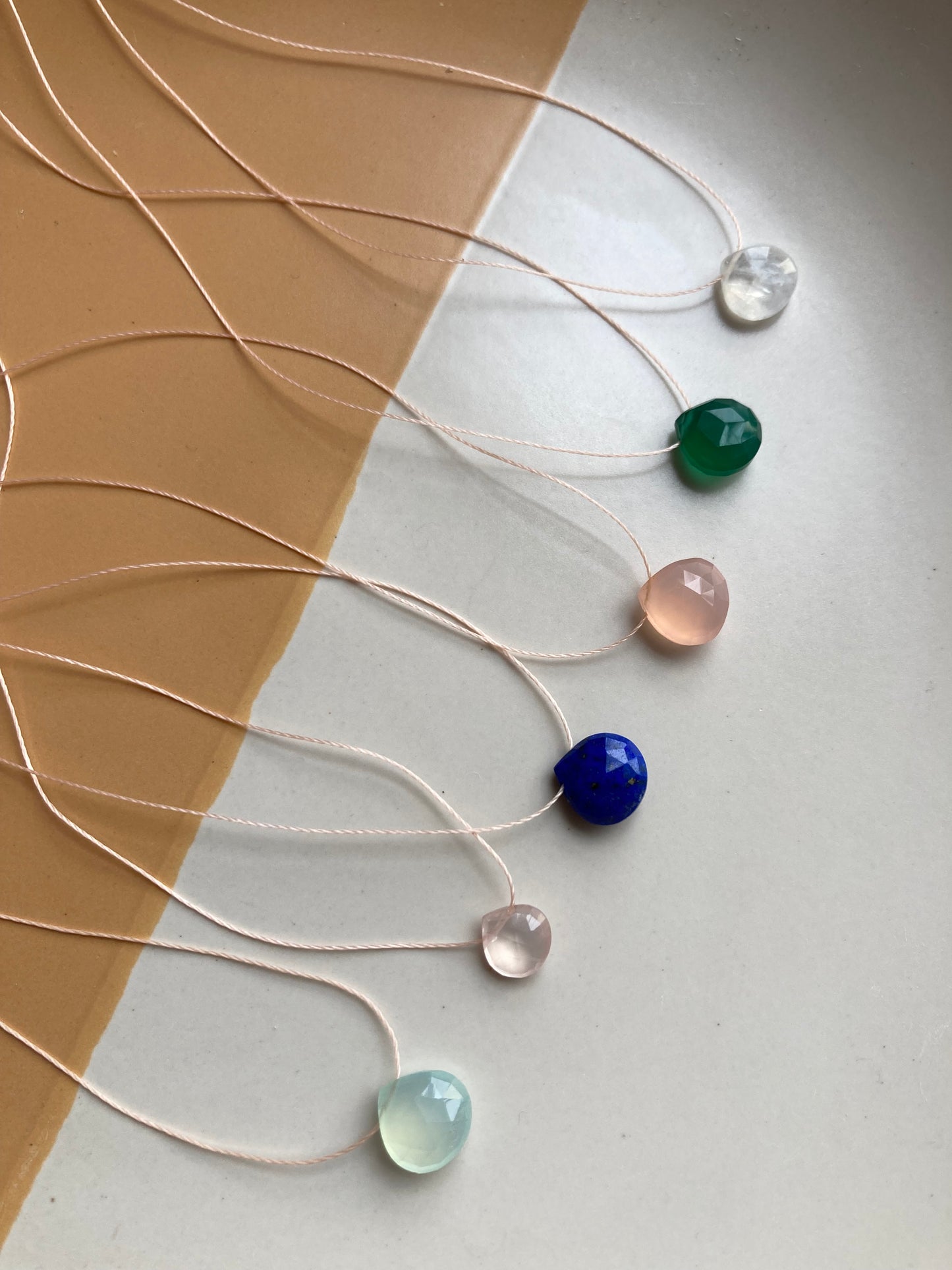 Delicate Cord Necklace - Rainbow Moonstone