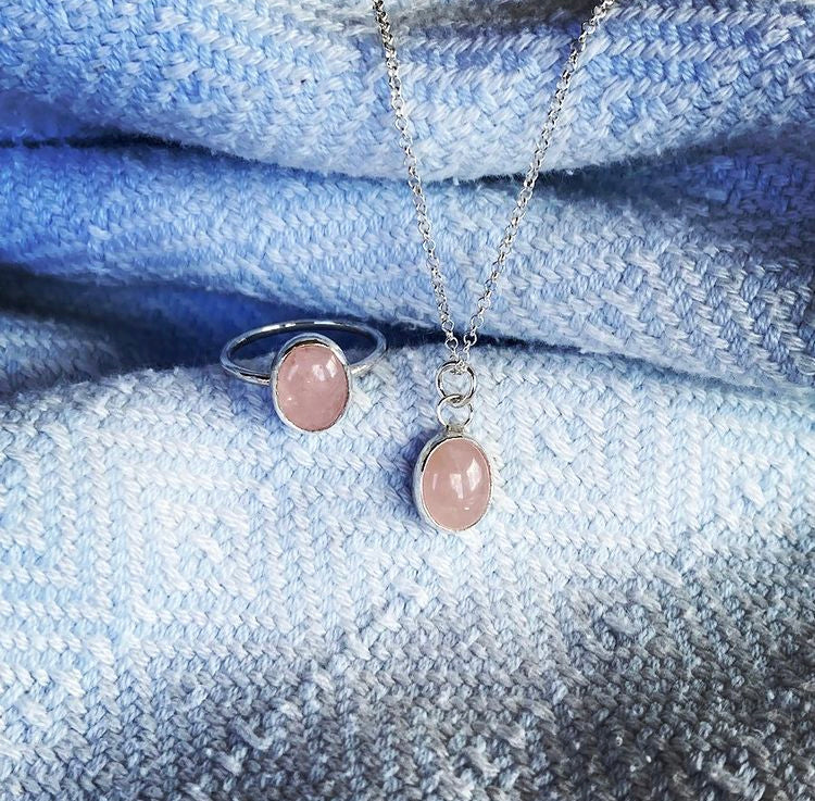 Rose Quartz and Silver Necklace