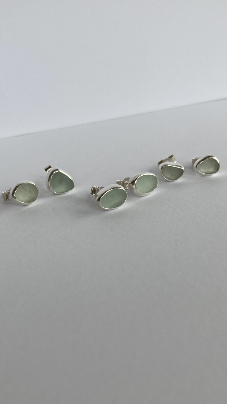 Sea Glass Studs - Made to order