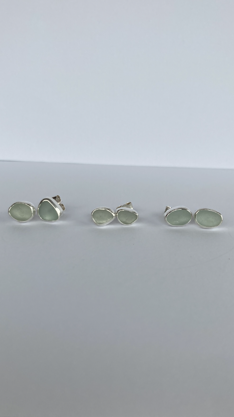 Sea Glass Studs - Made to order