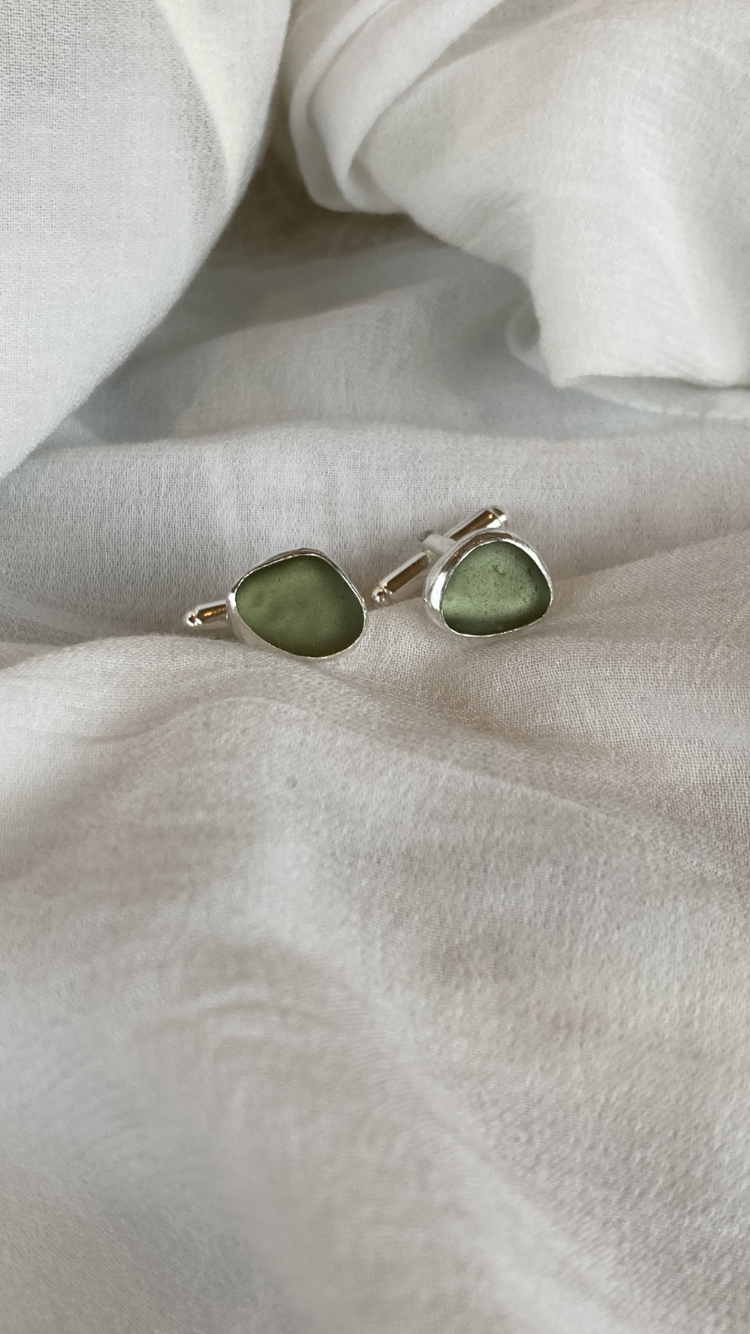 Sea Glass Cufflinks - Made to order