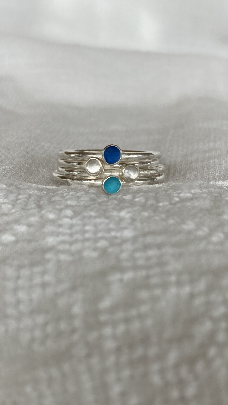 Sea Glass Dot Ring - Made to order