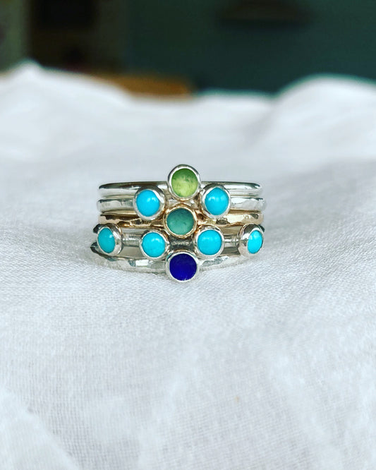 Sea Glass Dot Ring - Made to order