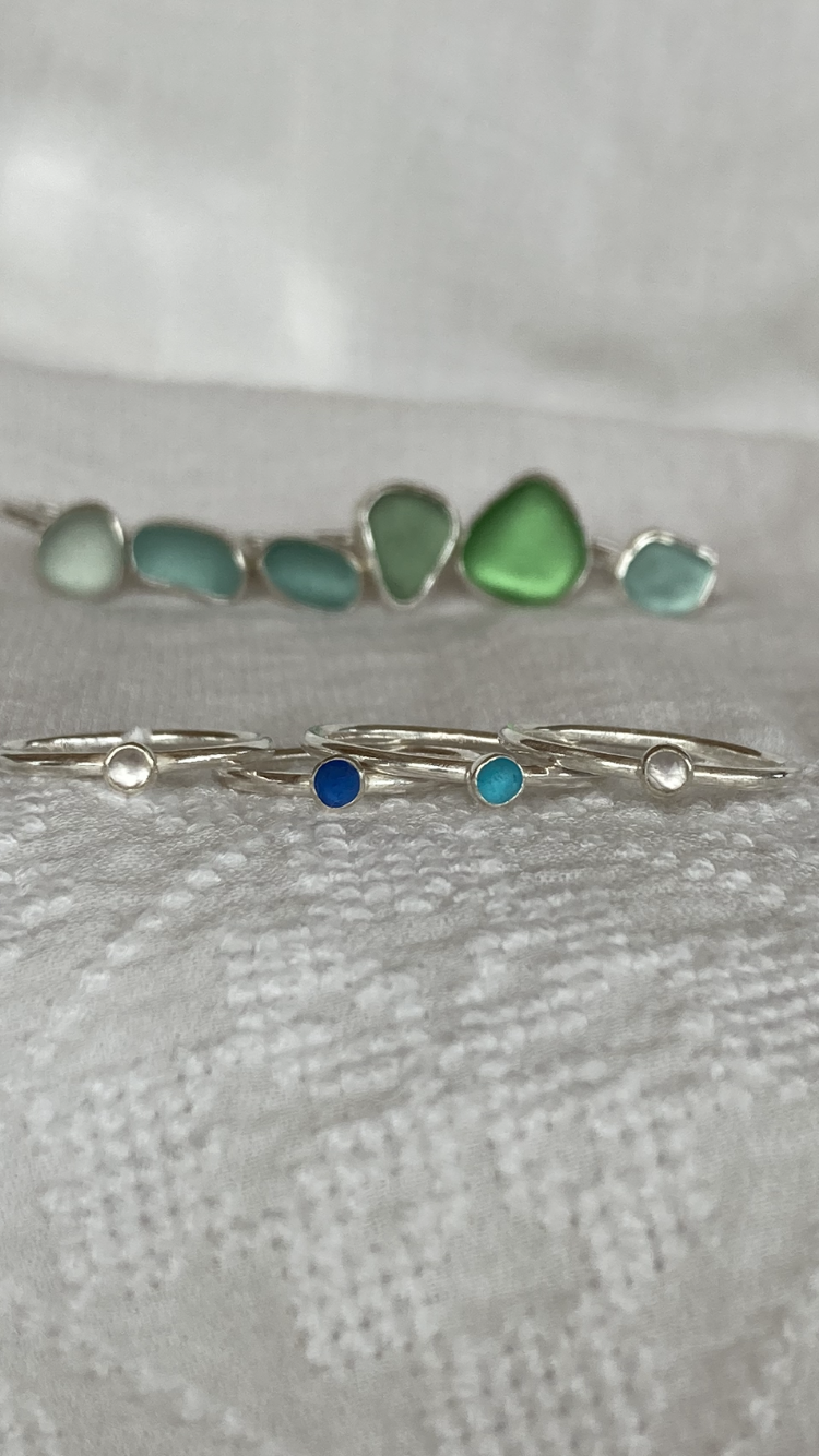 Sea Glass Dot Ring - Made to order