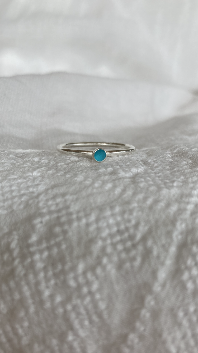 Sea Glass Dot Ring - Made to order