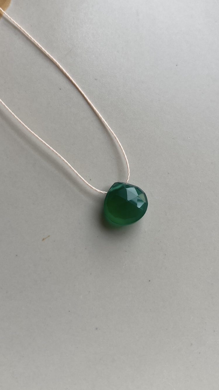 Delicate Cord Necklace - Green Onyx