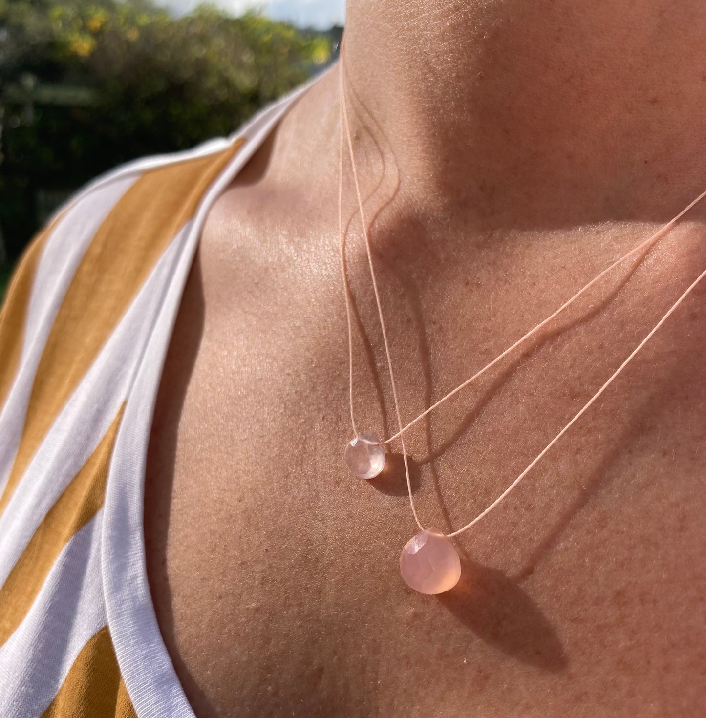 Delicate Cord Necklace - Rose Quartz