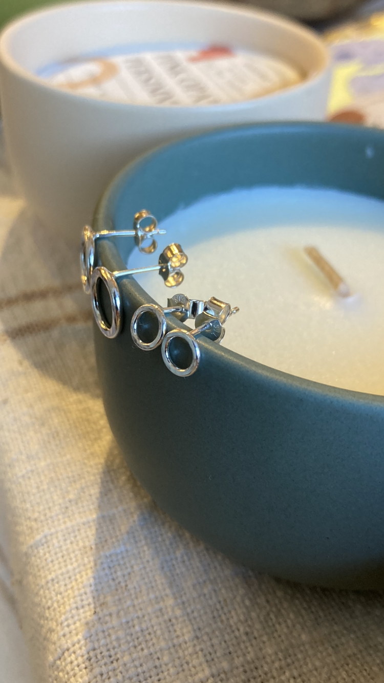 Silver Mini O Earrings