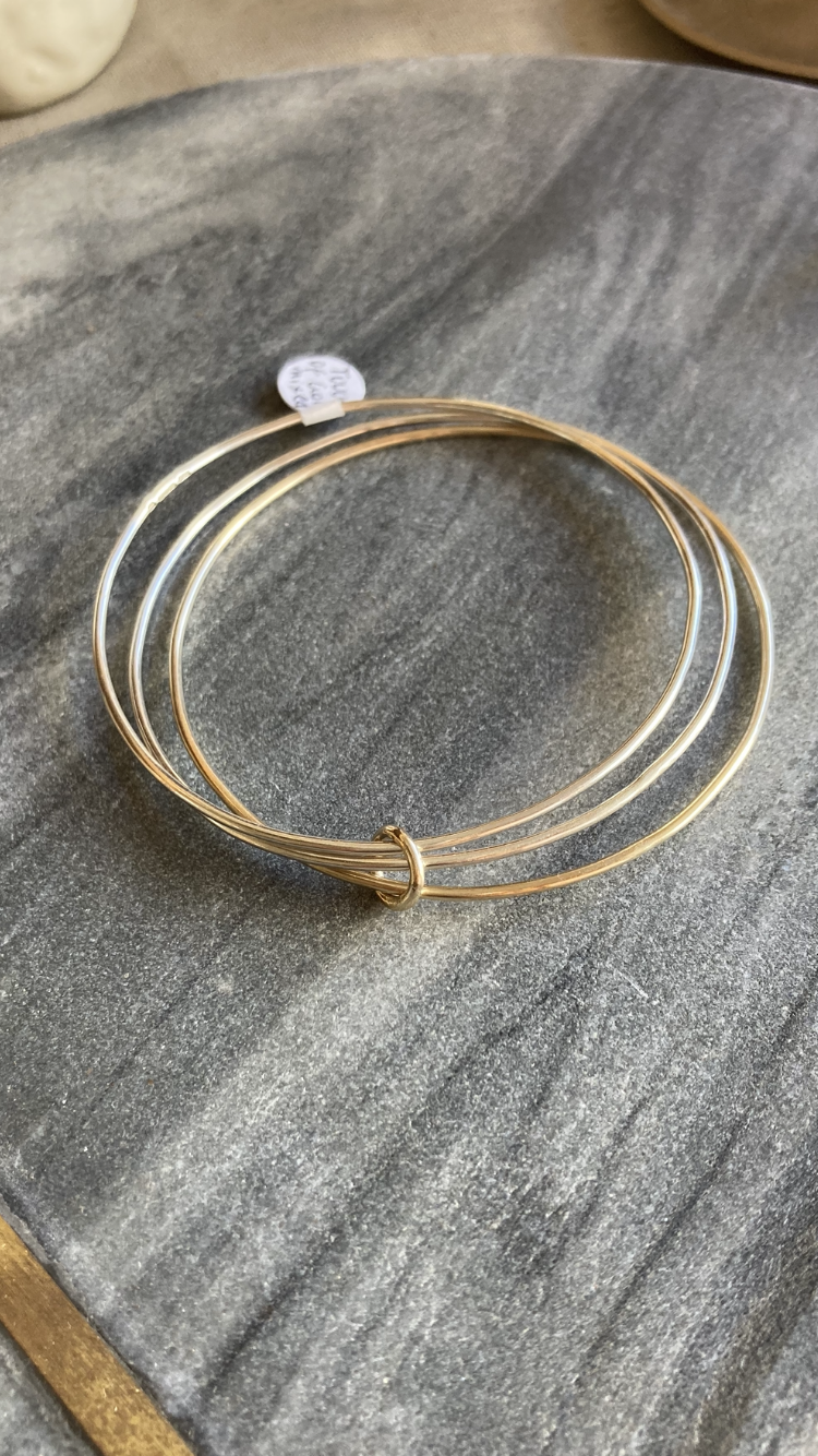 ‘A Touch of Gold’ Bangle - 3 silver bangles and one gold connecting hoop.