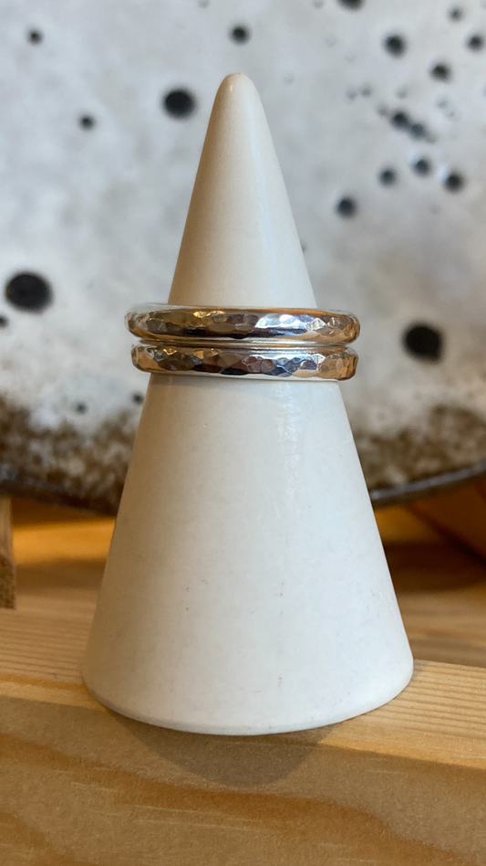 Chunky Stacking Rings - D Shape - Silver