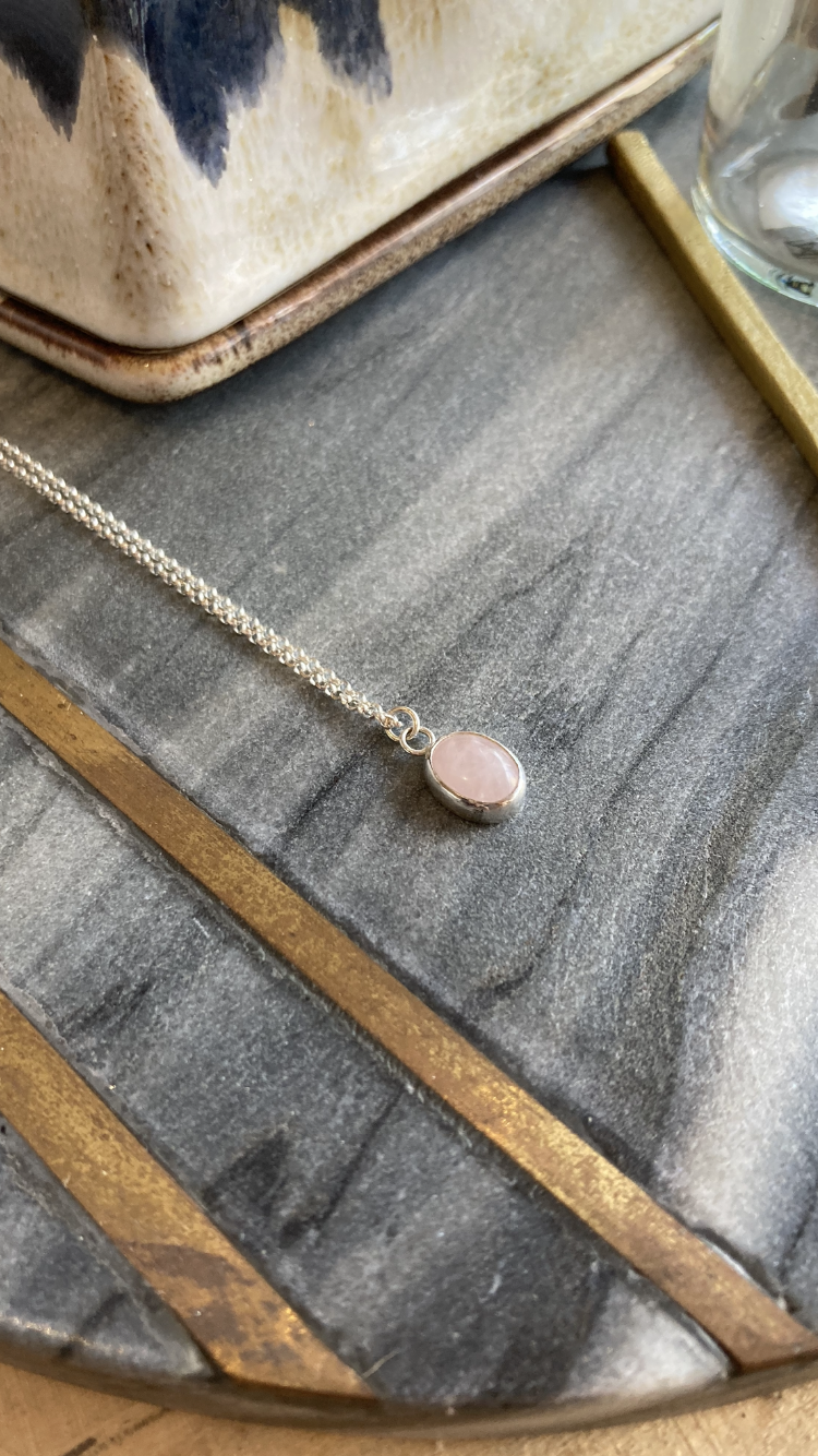 Rose Quartz and Silver Necklace