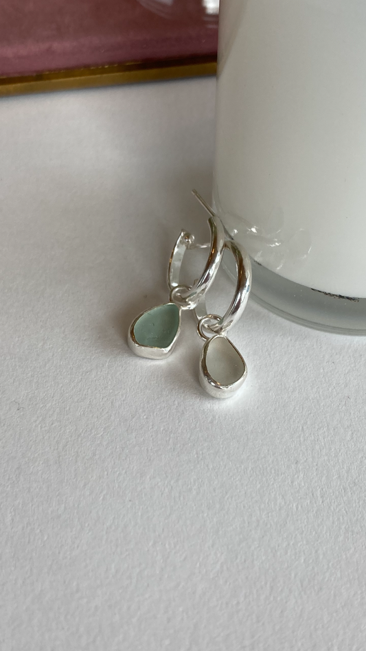 Charm Hoops - Sea Glass