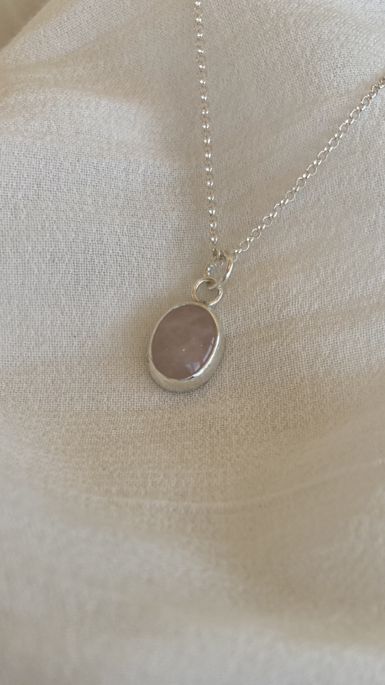 Rose Quartz and Silver Necklace