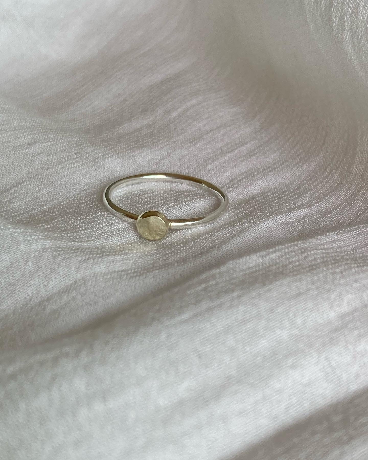 Gold Pebble Ring (Silver Band)