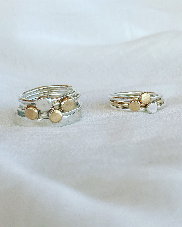 Gold Pebble Ring (Silver Band)