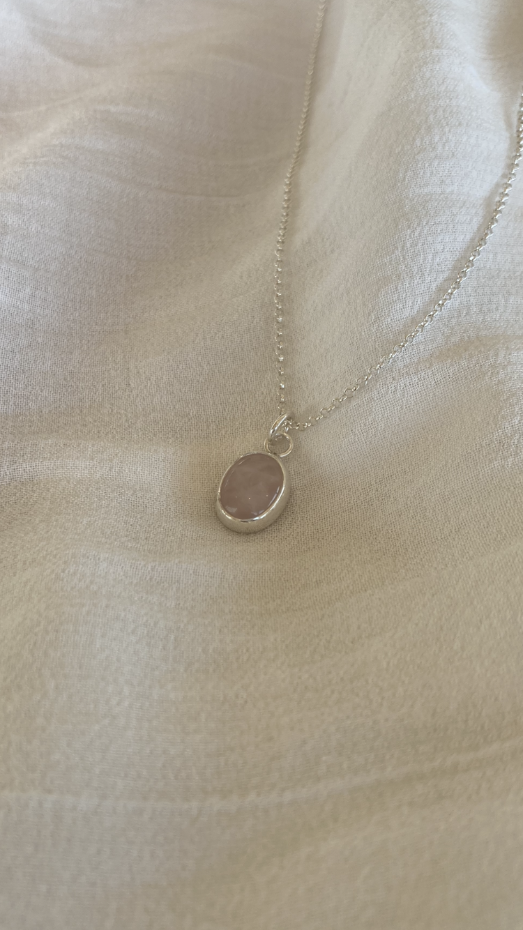 Rose Quartz and Silver Necklace