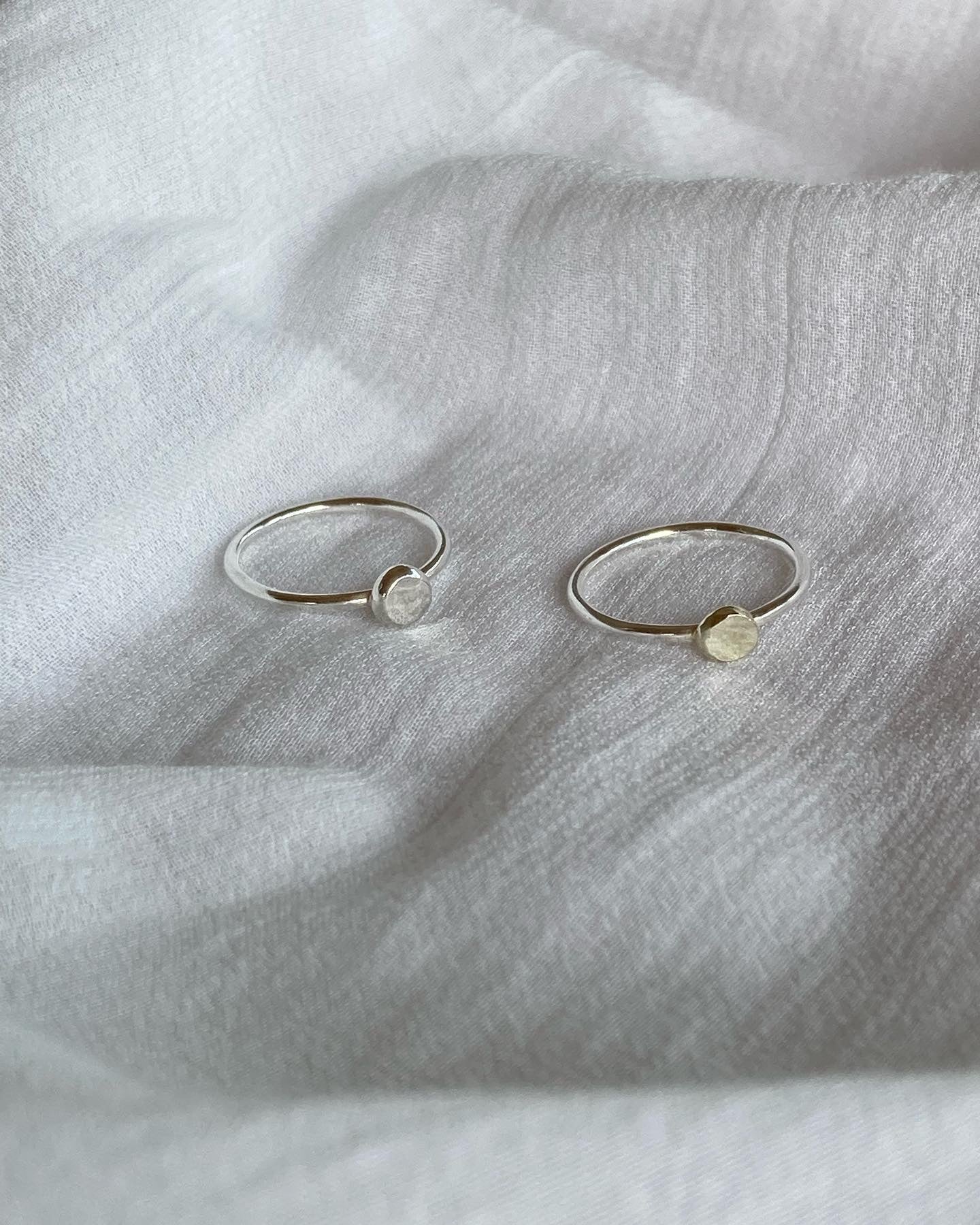 Gold Pebble Ring (Silver Band)