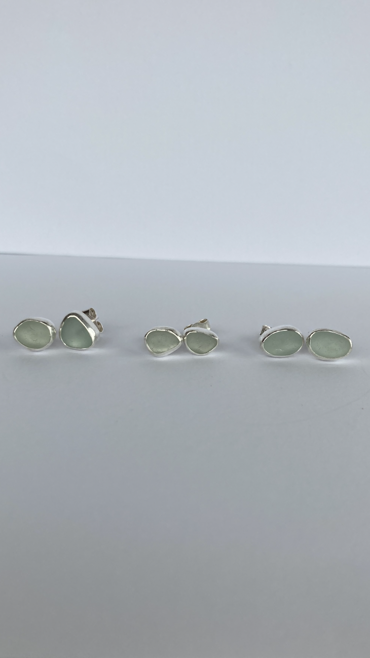 Sea Glass Studs - Made to order