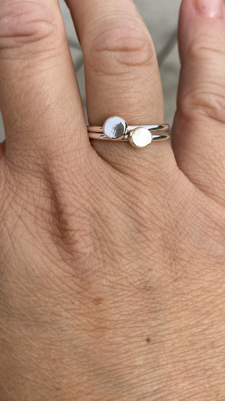 Gold Pebble Ring (Silver Band)