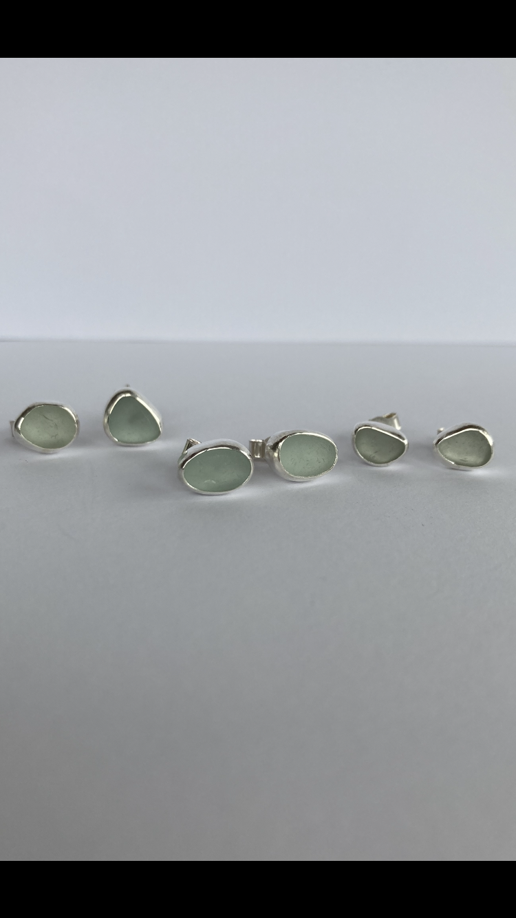 Sea Glass Studs - Made to order