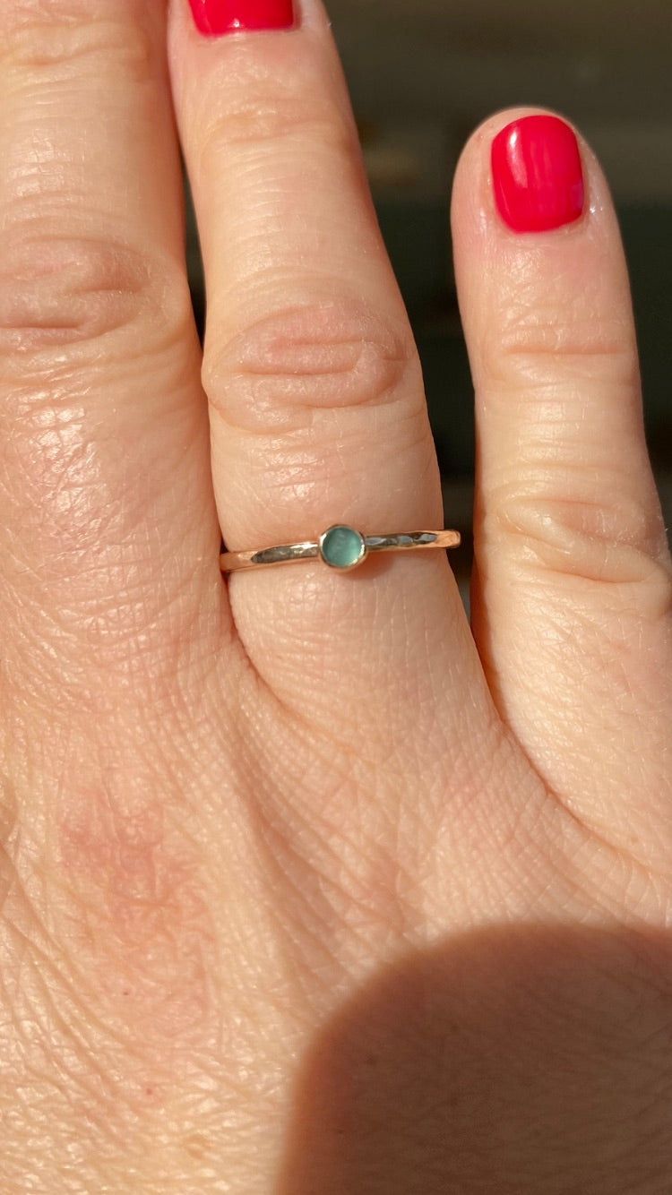 9 Carat Gold and Sea Glass Dot Ring - Made to order